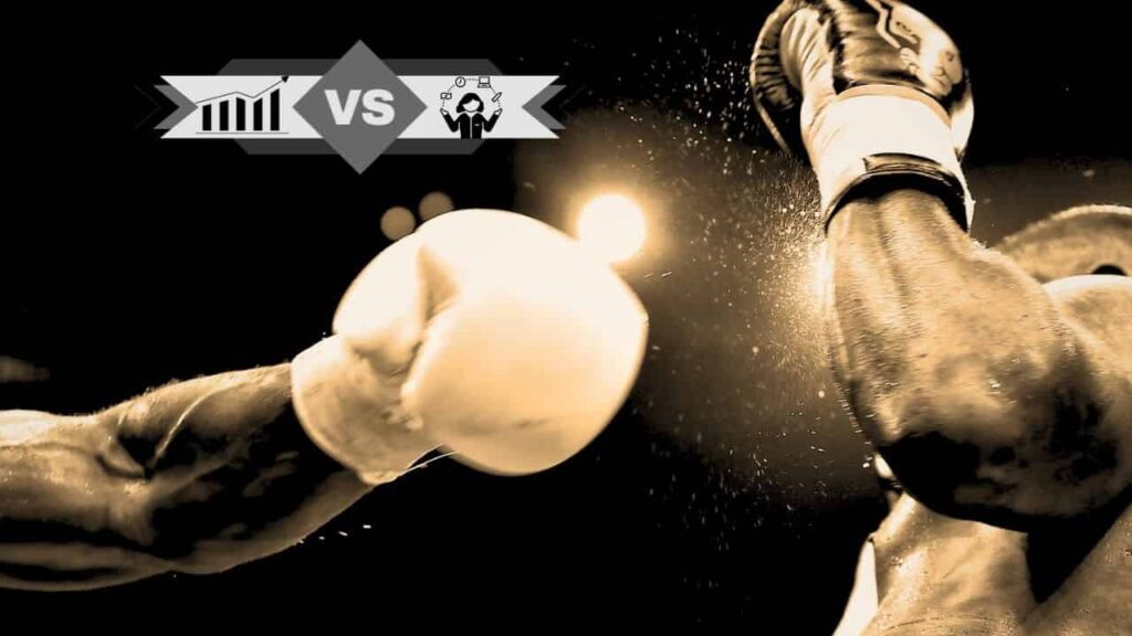battle between prop trading and freelancing as a box match